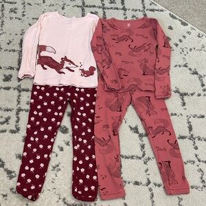 Carter's Pink and Red Animal Print Pajama Set Bundle